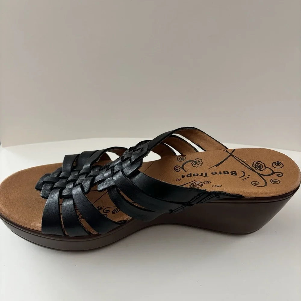 Bare Traps Women's Dillian Sandals Size 6.5 Medium Black Woven‎ Boho Hippie